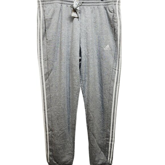 Adidas Mens Size 3XLT Gray Jogger Pants W/ White Stripes Drawstring Waist - Picture 1 of 10